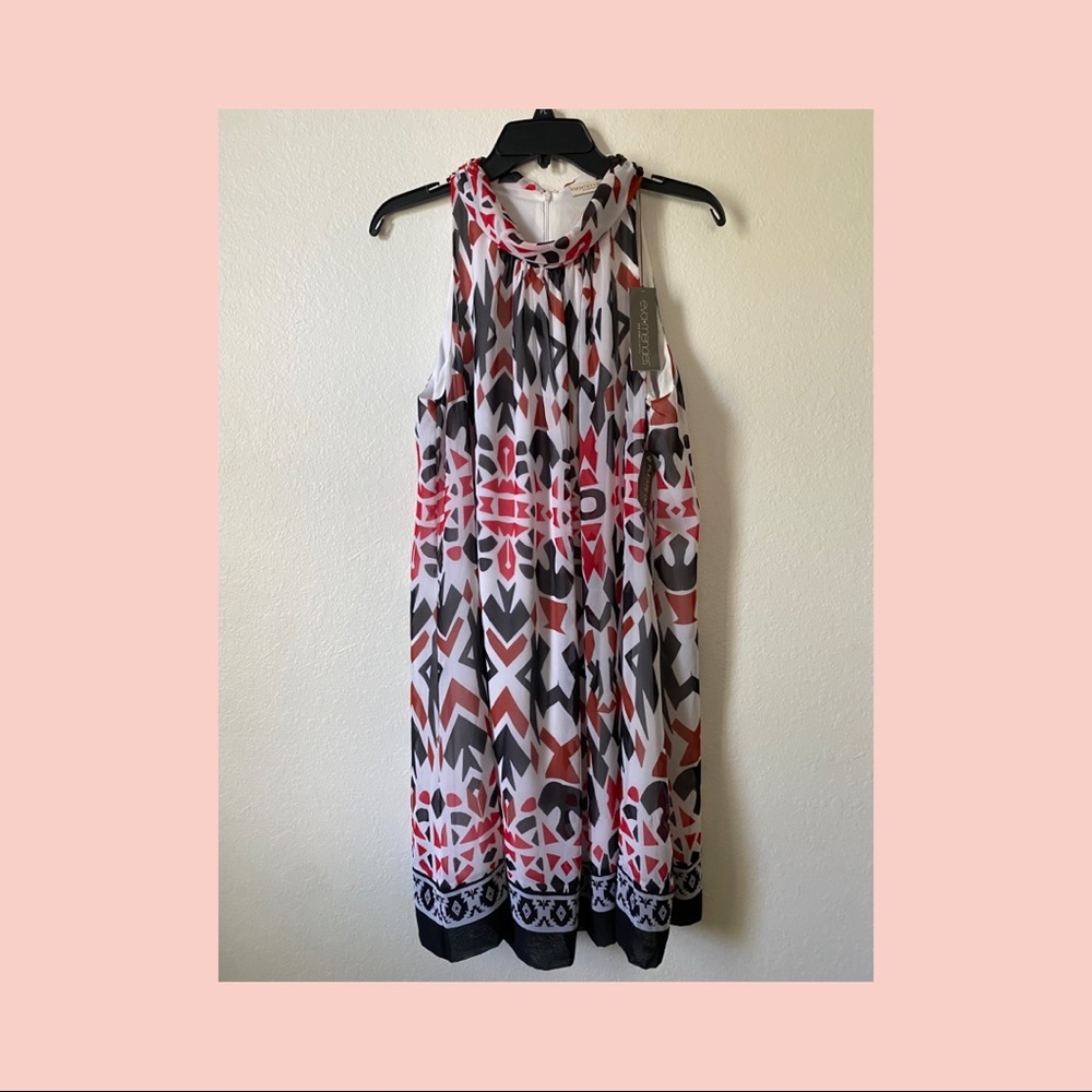 New York & company- Red, black, white halter dress XL NEW